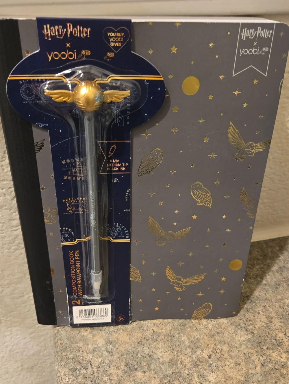 Harry Potter Golden Snitch Pen - Gold and Gray Notebook New